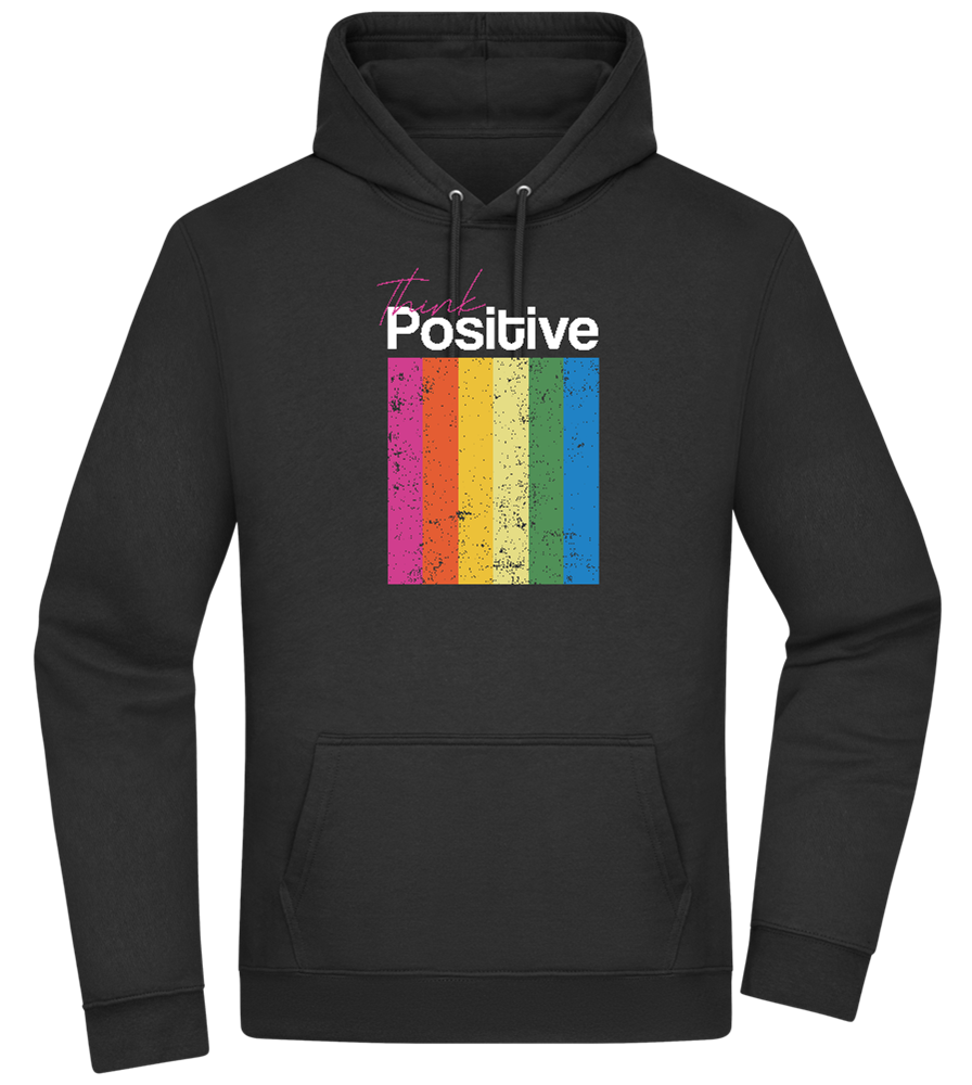 Think Positive Rainbow Design - Premium Essential Unisex Hoodie_BLACK_front