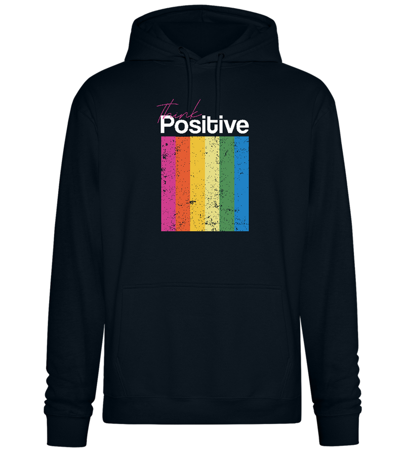 Think Positive Rainbow Design - Premium Essential Unisex Hoodie_BLACK_front