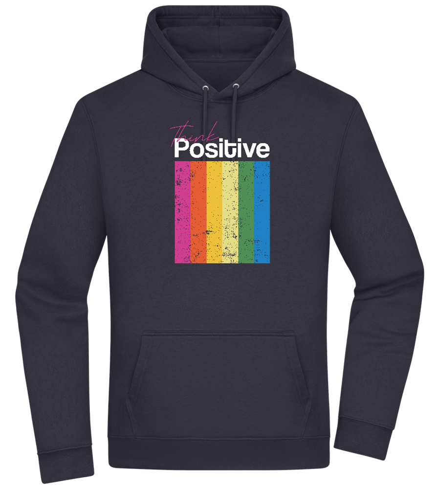 Think Positive Rainbow Design - Premium Essential Unisex Hoodie_FRENCH NAVY_front