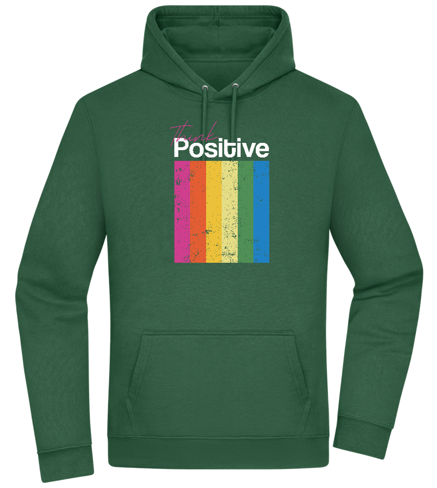 Think Positive Rainbow Design - Premium Essential Unisex Hoodie_GREEN BOTTLE_front