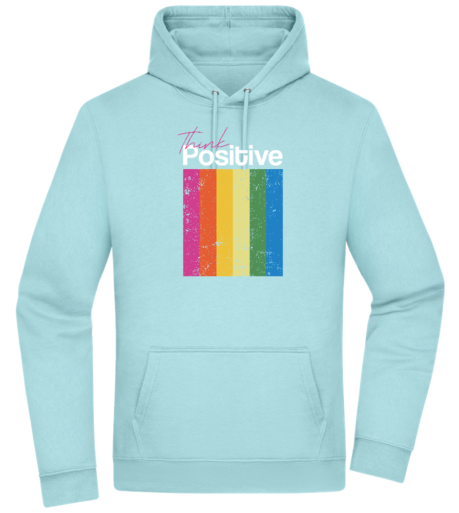 Think Positive Rainbow Design - Premium Essential Unisex Hoodie_POOL BLUE_front