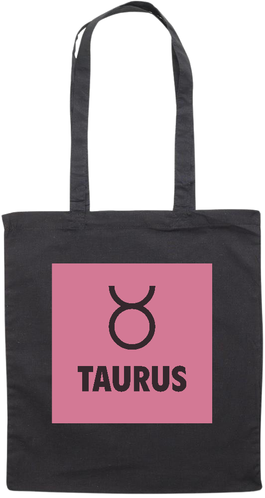 Zodiac Taurus Design - Premium colored cotton tote bag_BLACK_front