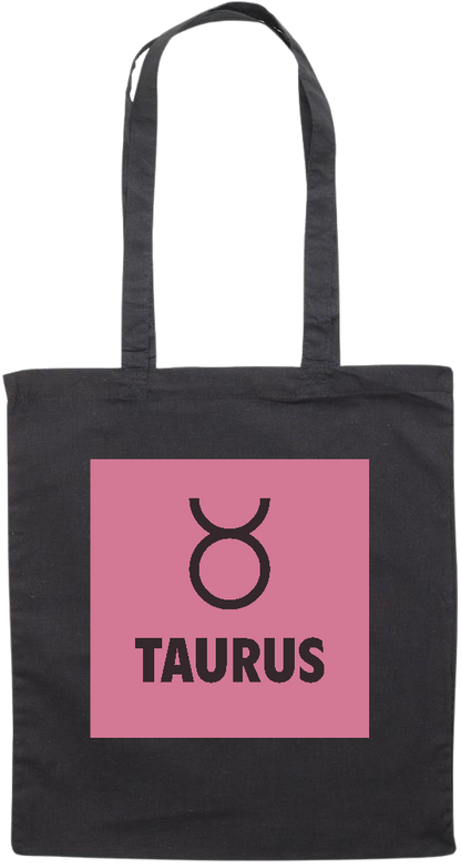 Zodiac Taurus Design - Premium colored cotton tote bag_BLACK_front