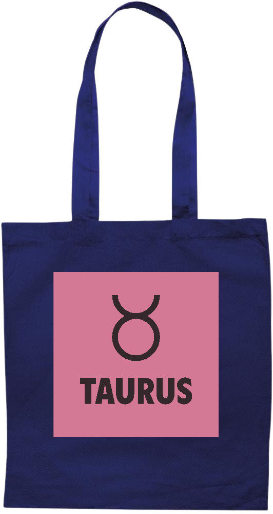 Zodiac Taurus Design - Premium colored cotton tote bag_BLUE_front