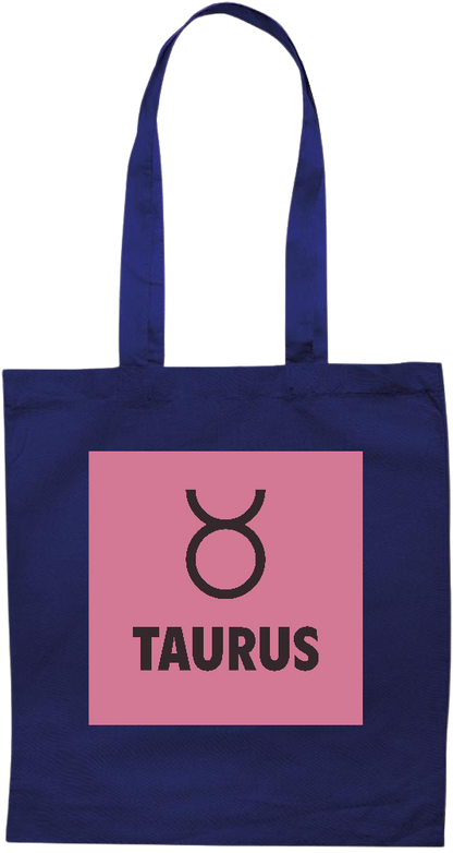 Zodiac Taurus Design - Premium colored cotton tote bag_BLUE_front