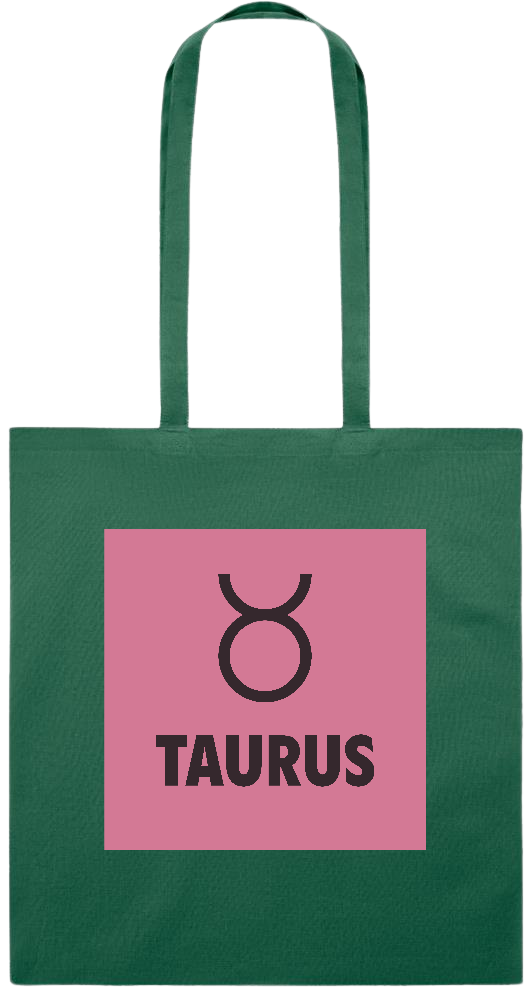 Zodiac Taurus Design - Premium colored cotton tote bag_DARK GREEN_front