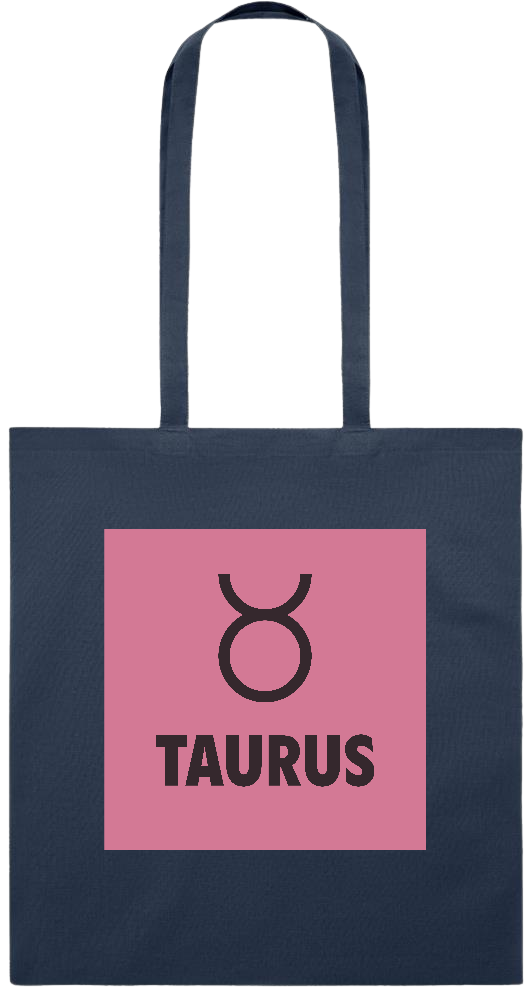 Zodiac Taurus Design - Premium colored cotton tote bag_FRENCH NAVY_front