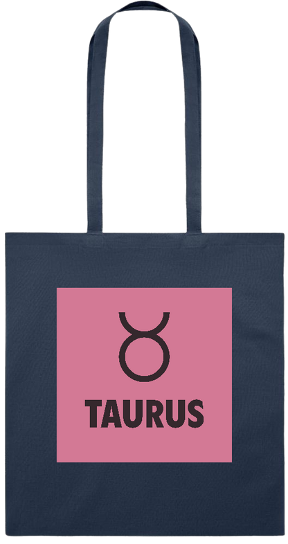 Zodiac Taurus Design - Premium colored cotton tote bag_FRENCH NAVY_front