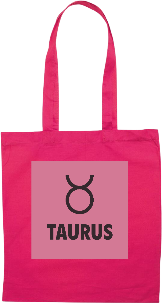 Zodiac Taurus Design - Premium colored cotton tote bag_FUCHSIA_front