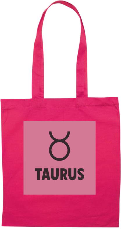 Zodiac Taurus Design - Premium colored cotton tote bag_FUCHSIA_front