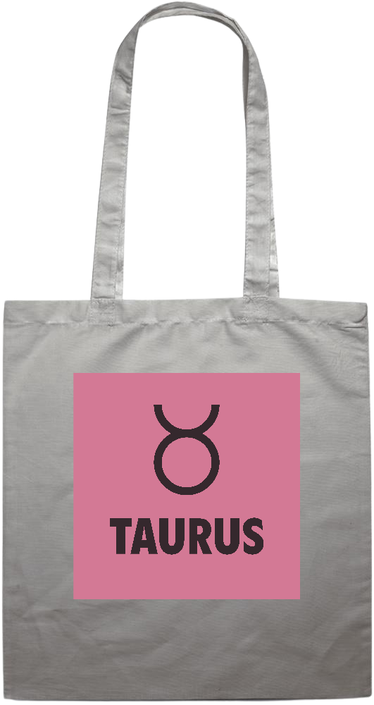 Zodiac Taurus Design - Premium colored cotton tote bag_GREY_front