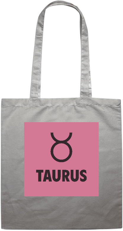 Zodiac Taurus Design - Premium colored cotton tote bag_GREY_front