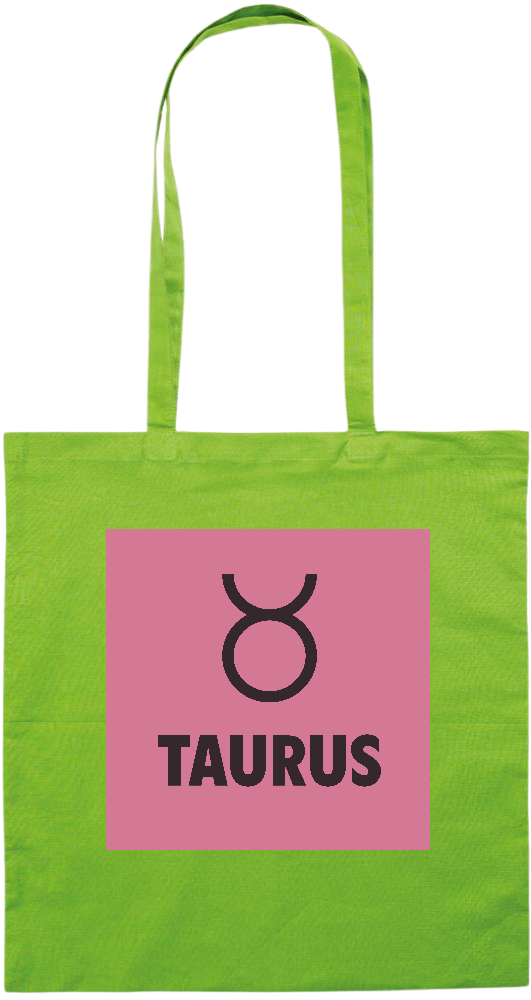 Zodiac Taurus Design - Premium colored cotton tote bag_LIME_front