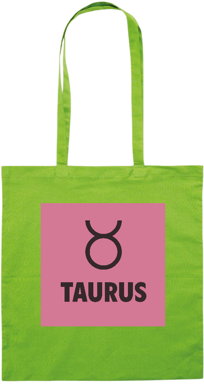 Zodiac Taurus Design - Premium colored cotton tote bag_LIME_front