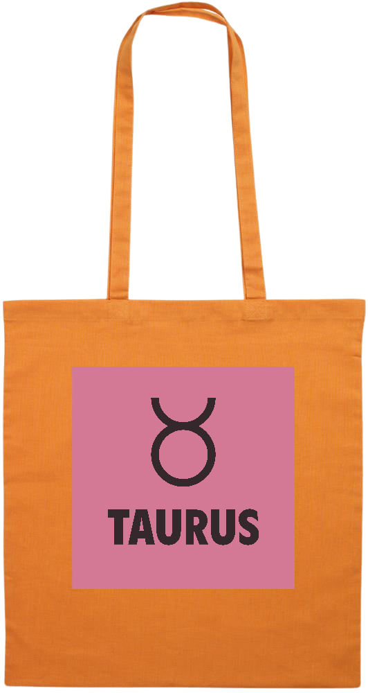 Zodiac Taurus Design - Premium colored cotton tote bag_ORANGE_front