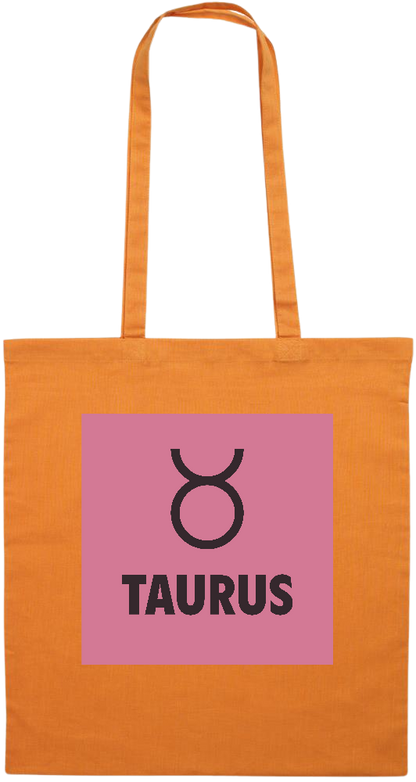 Zodiac Taurus Design - Premium colored cotton tote bag_ORANGE_front