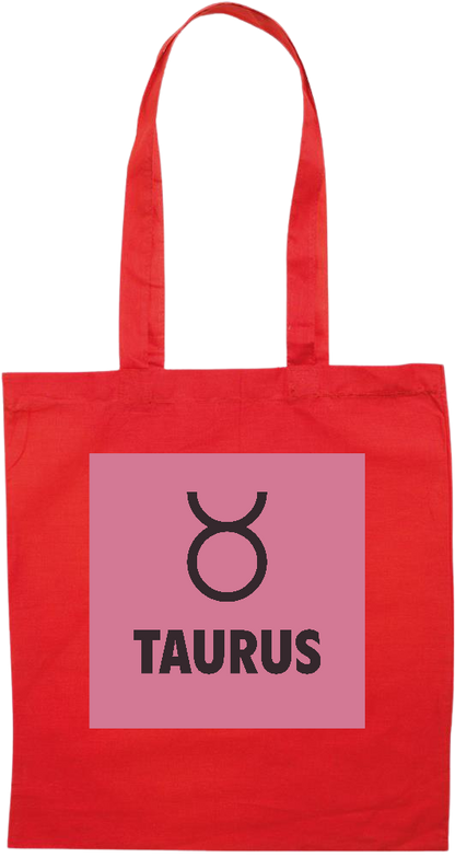 Zodiac Taurus Design - Premium colored cotton tote bag_RED_front