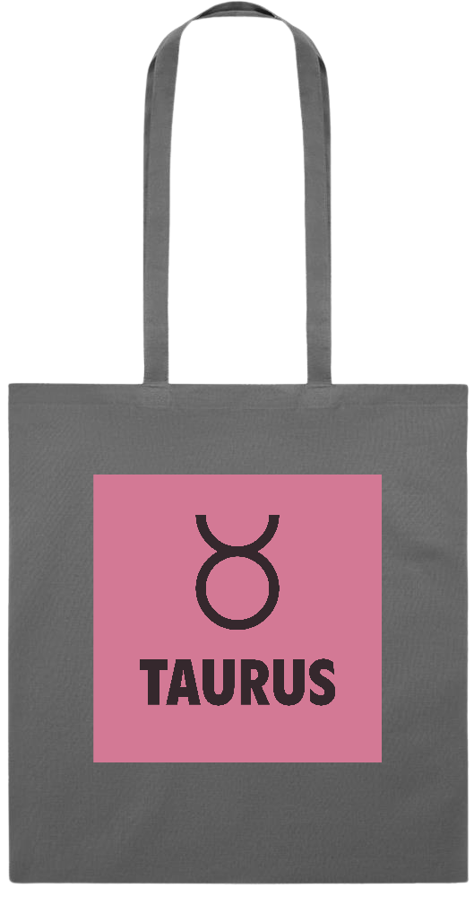 Zodiac Taurus Design - Premium colored cotton tote bag_STONE GREY_front