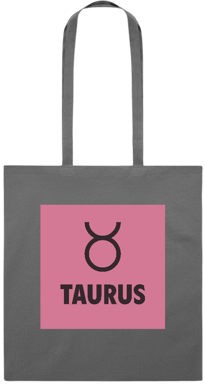 Zodiac Taurus Design - Premium colored cotton tote bag_STONE GREY_front