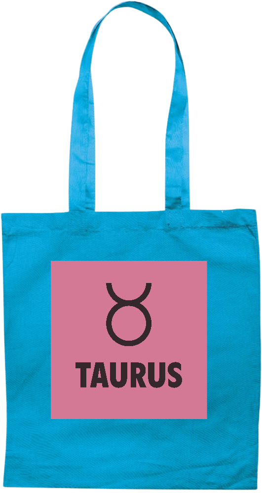 Zodiac Taurus Design - Premium colored cotton tote bag_TURQUOISE_front