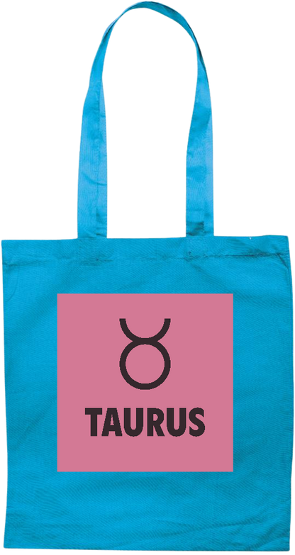 Zodiac Taurus Design - Premium colored cotton tote bag_TURQUOISE_front