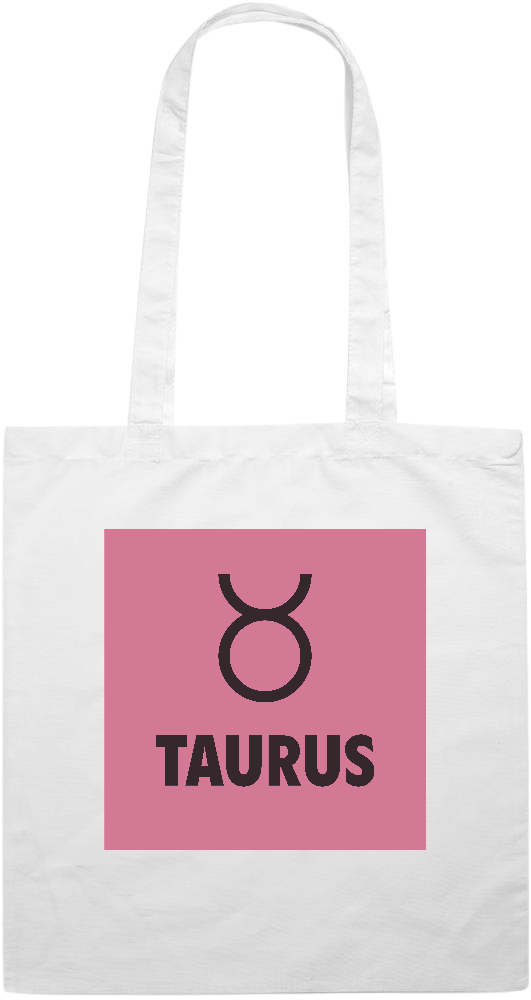 Zodiac Taurus Design - Premium colored cotton tote bag_WHITE_front