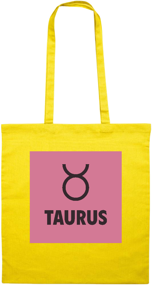 Zodiac Taurus Design - Premium colored cotton tote bag_YELLOW_front