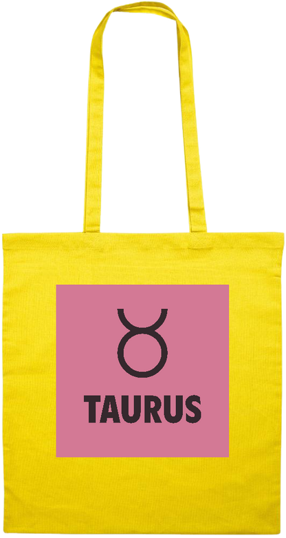 Zodiac Taurus Design - Premium colored cotton tote bag_YELLOW_front