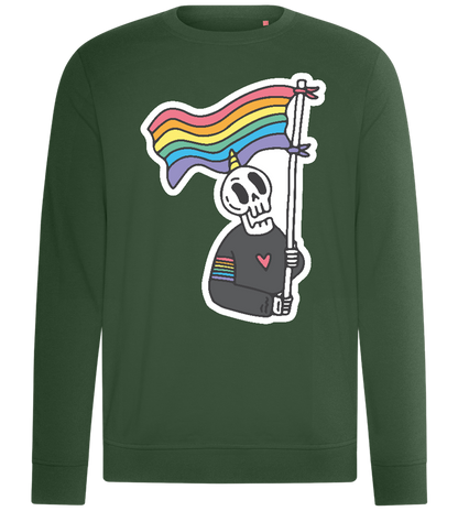 Rainbow Flag Skull Design - Comfort unisex sweater_GREEN BOTTLE_front