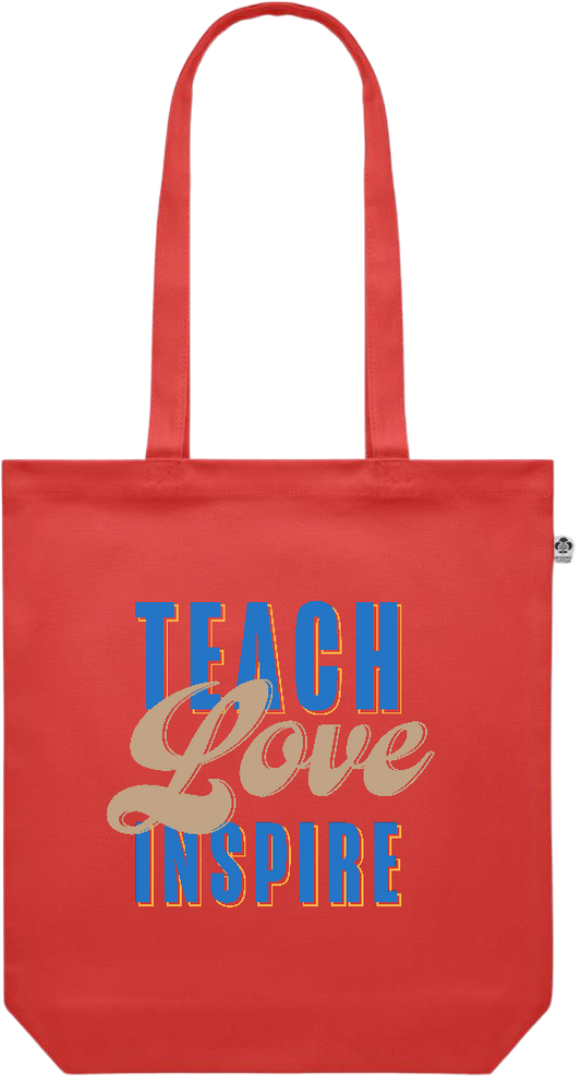 Teach Love Inspire Design - Premium colored organic canvas shopping bag_RED_front