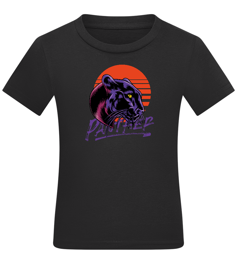 Retro Panther Design - Comfort kids fitted t-shirt_DEEP BLACK_front