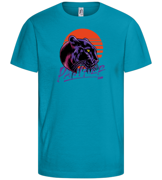 Retro Panther Design - Comfort kids fitted t-shirt_TURQUOISE_front