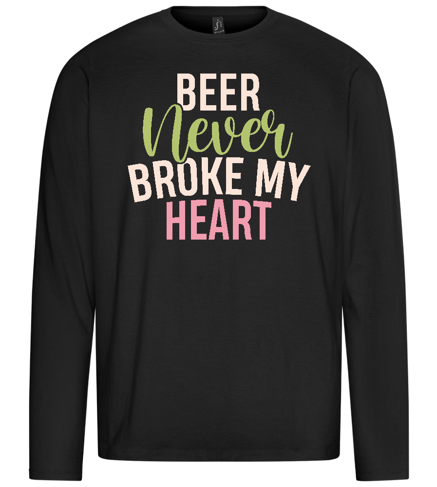 Never Broke My Heart Design - Premium men's long sleeve t-shirt_DEEP BLACK_front