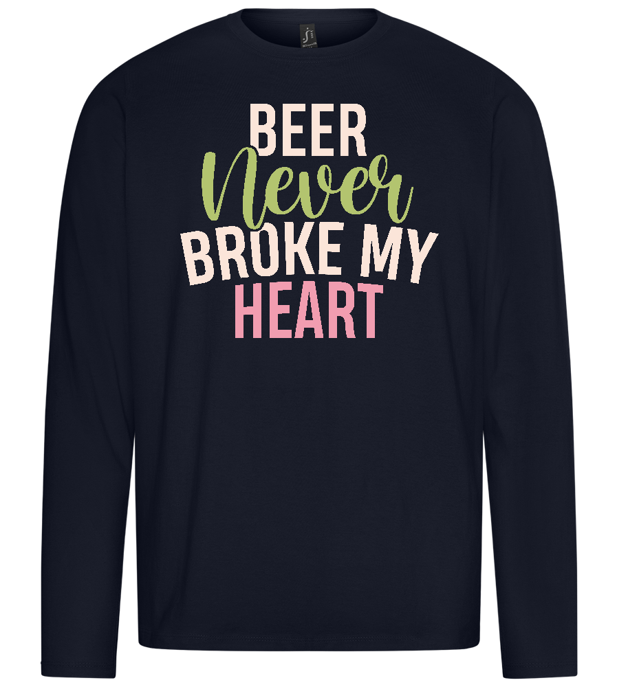 Never Broke My Heart Design - Premium men's long sleeve t-shirt_FRENCH NAVY_front