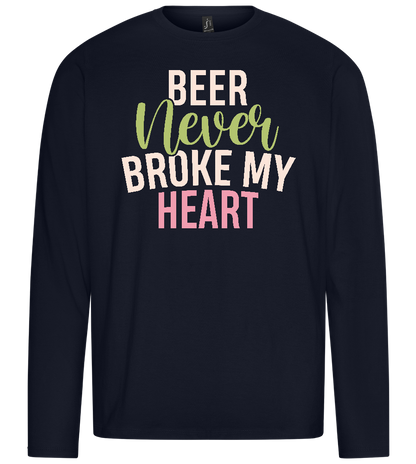 Never Broke My Heart Design - Premium men's long sleeve t-shirt_FRENCH NAVY_front