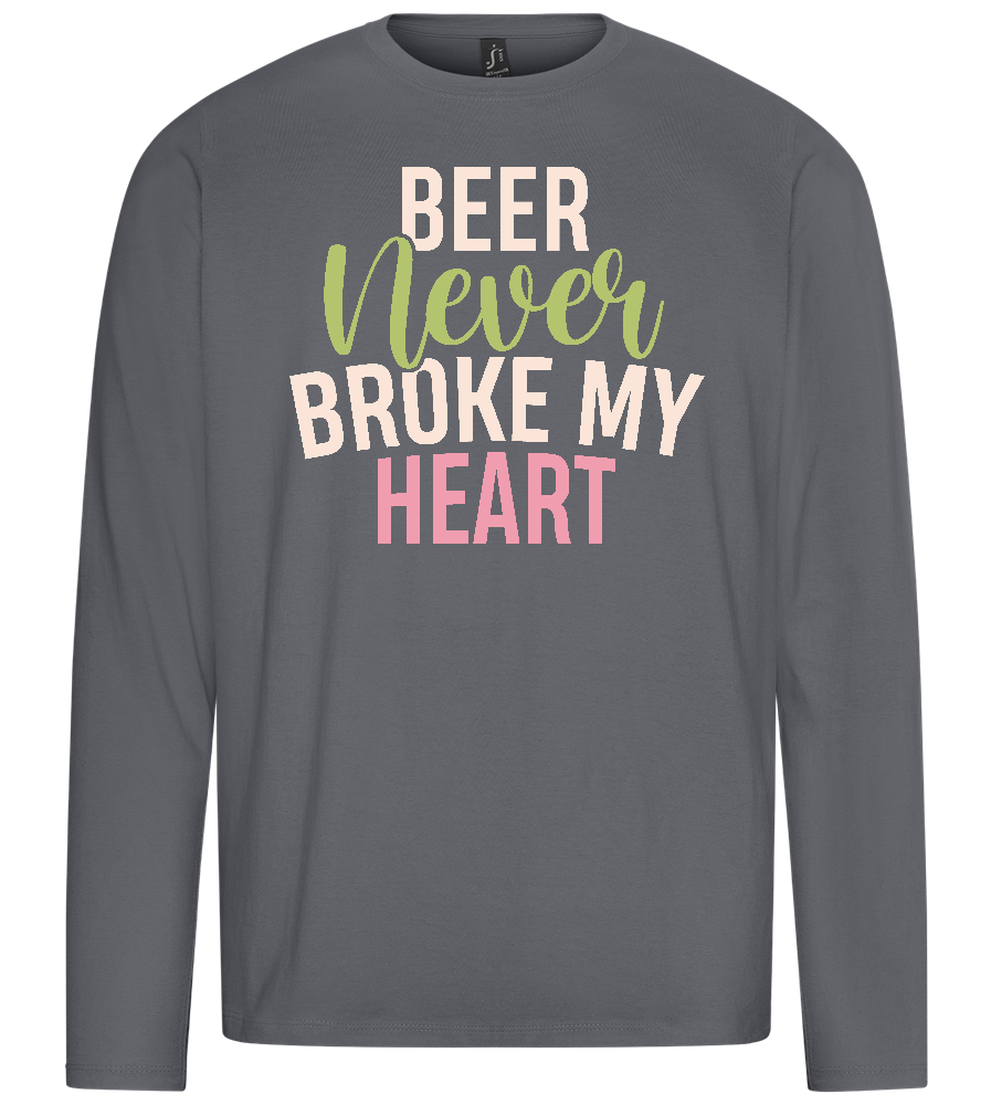 Never Broke My Heart Design - Premium men's long sleeve t-shirt_MOUSE GREY_front