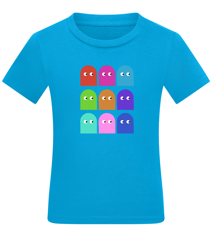 Classic Ghosts Design - Comfort kids fitted t-shirt_TURQUOISE_front