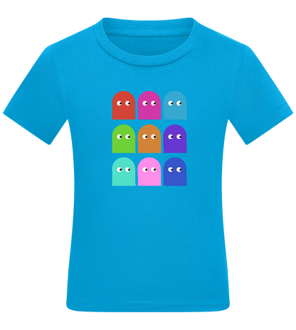 Classic Ghosts Design - Comfort kids fitted t-shirt_TURQUOISE_front