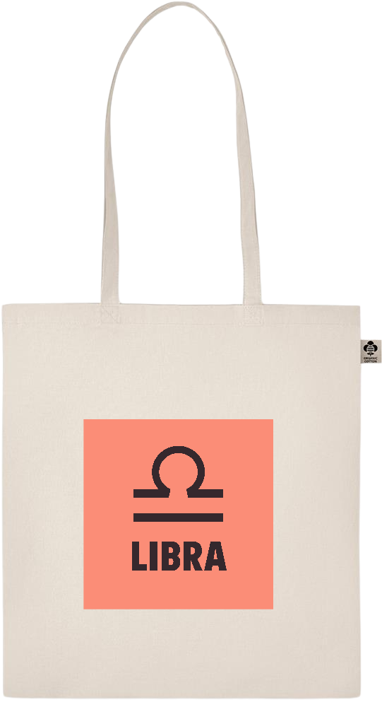 Zodiac Libra Design - Essential ecru organic cotton tote bag_BEIGE_front