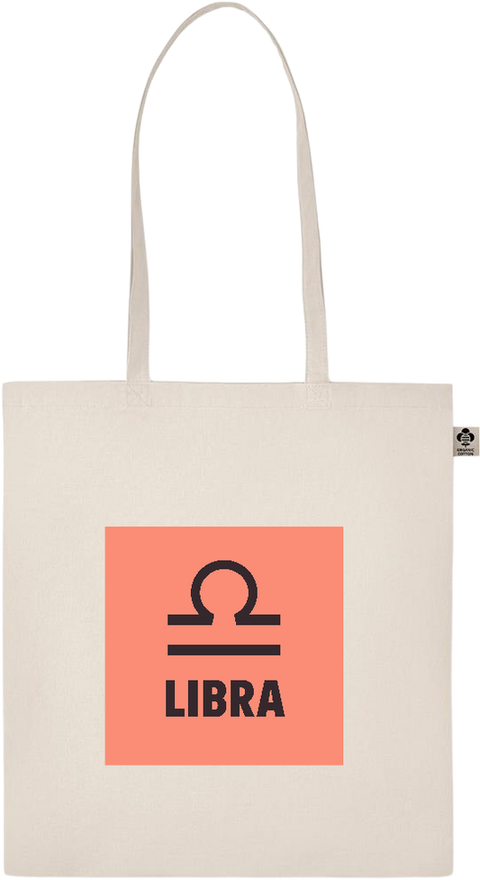 Zodiac Libra Design - Essential ecru organic cotton tote bag_BEIGE_front