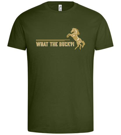 What The Buck Design - Premium men's t-shirt_DARK KHAKI_front