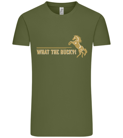 What The Buck Design - Premium men's t-shirt_DARK KHAKI_front