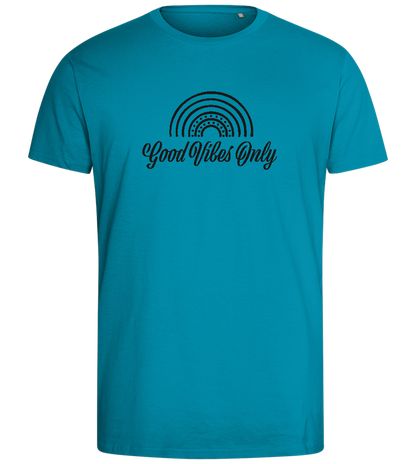 Good Vibes Only Rainbow Design - Comfort men's fitted t-shirt_TURQUOISE_front