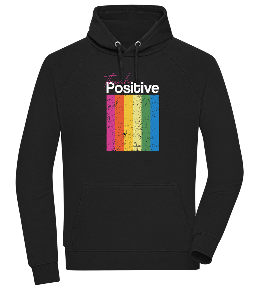 Think Positive Rainbow Design - Comfort unisex hoodie_BLACK_front