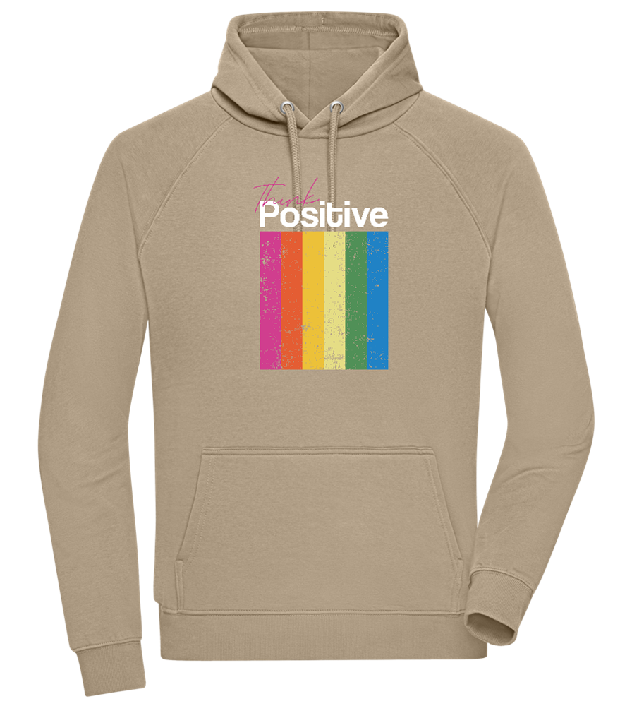 Think Positive Rainbow Design - Comfort unisex hoodie_KHAKI_front