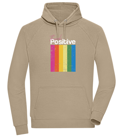 Think Positive Rainbow Design - Comfort unisex hoodie_KHAKI_front