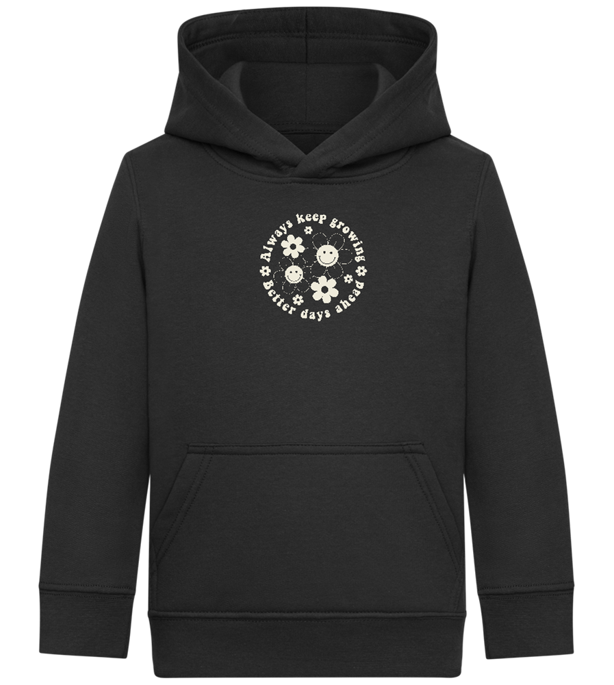 Keep Growing Smiley Design - Comfort Kids Hoodie_BLACK_front