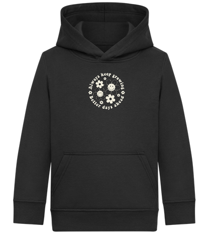 Keep Growing Smiley Design - Comfort Kids Hoodie_BLACK_front