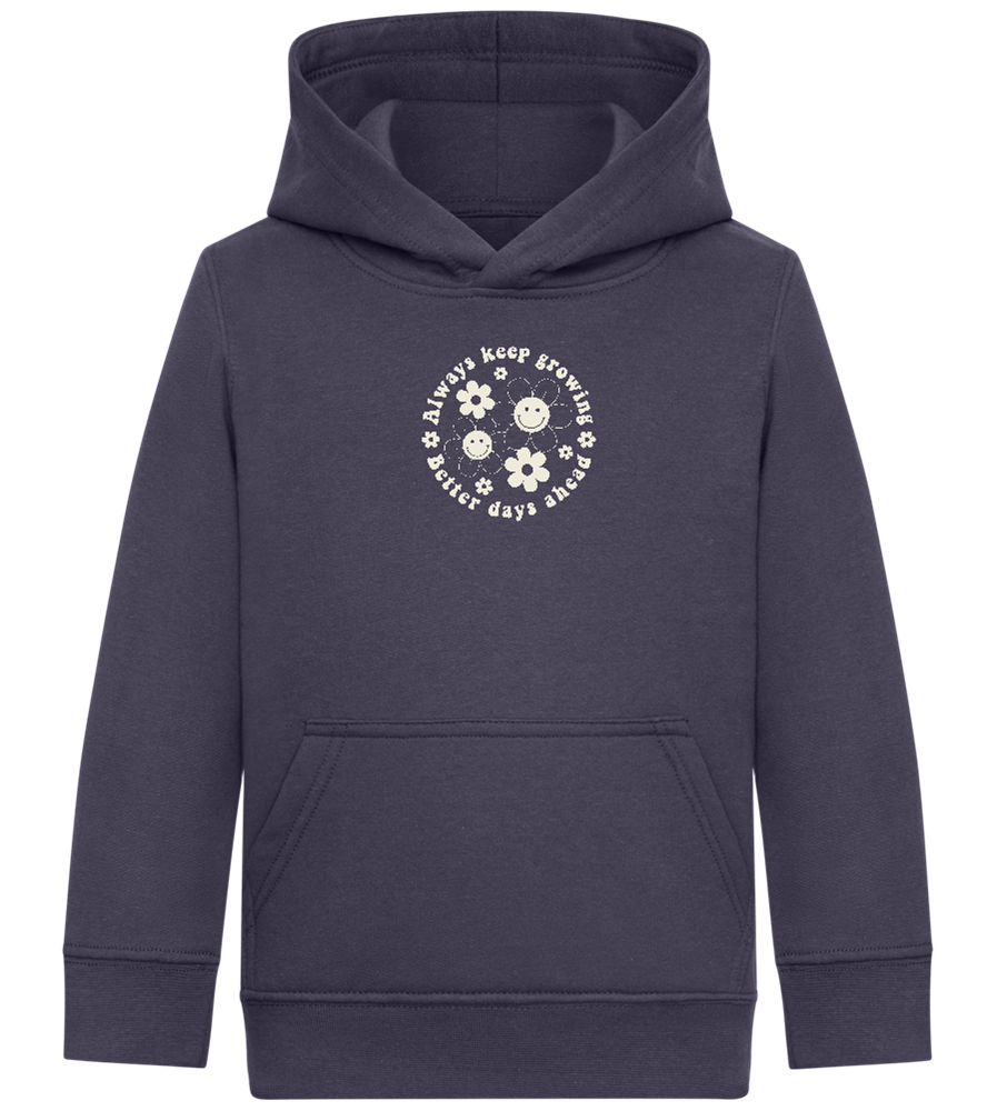 Keep Growing Smiley Design - Comfort Kids Hoodie_FRENCH NAVY_front