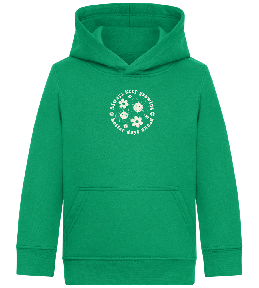 Keep Growing Smiley Design - Comfort Kids Hoodie_MEADOW GREEN_front